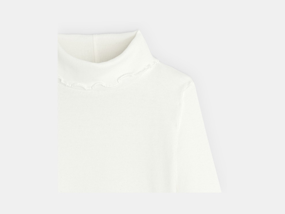 Samarreta de coll alt acanalada llisa blanca 2