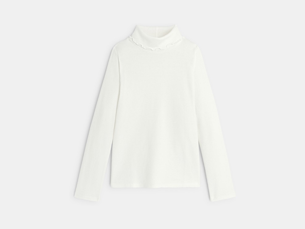 Samarreta de coll alt acanalada llisa blanca 1