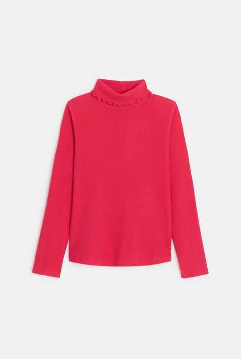 Samarreta de coll alt acanalada llisa rosa fosc 2