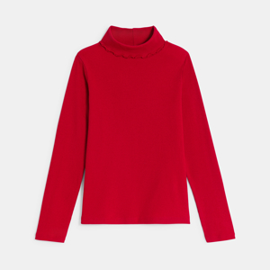 Plain red ribbed polo-neck T-shirt 1