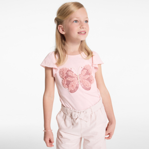 Roze T-shirt met vlindermotief voor meisjes 1