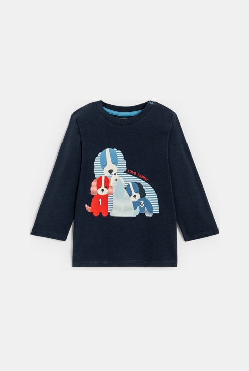 T-shirt famille chiens bleu bébé garçon 1