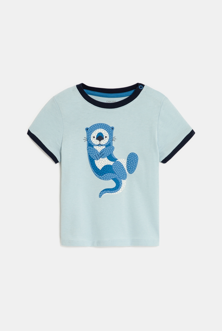 T-shirt sensoriel loutre bleu clair bébé garçon 1