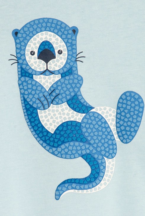 Fantovska svetlo modra senzorična majica z motivom vidre za dojenčke 2