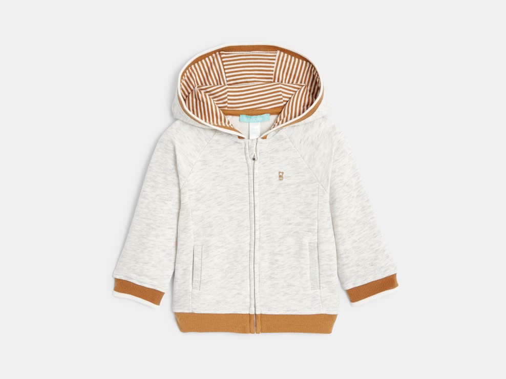 Molton-Sweatshirt Reißverschluss Kapuze grau Baby Jungen 2