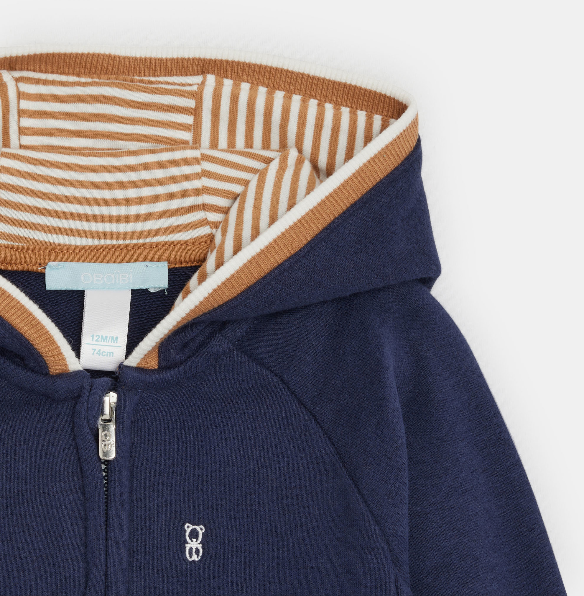 Molton-Sweatshirt mit Reißverschluss und Kapuze Blau Baby Jungen 2