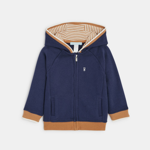 Sweat Zippé Molleton À Capuche Bleu Bébé Garçon - Bleu Navy - 6M - OBAIBI