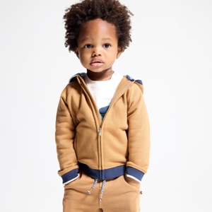 Baby boy's brown fleece zip-up hoodie 1