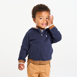 Blauwe sweater van joggingstof met rits en capuchon voor babyjongens 1