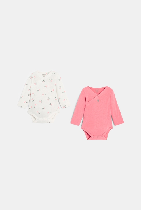 Newborn pink bodysuit with size extender (set of 2) 1