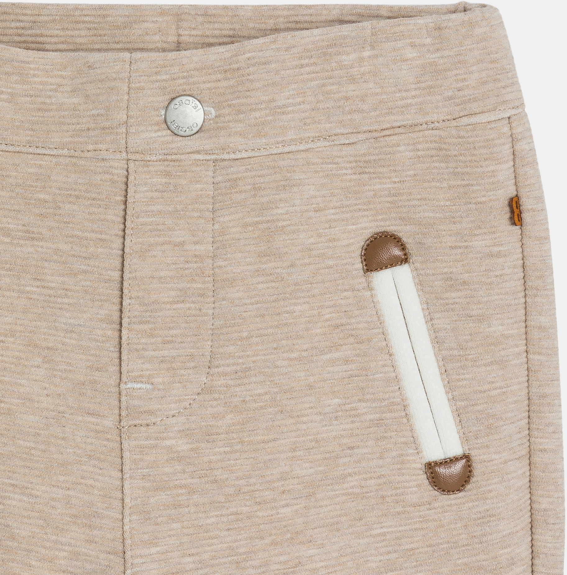 Fantovske bež hlače na poteg iz modnega rebrastega pletiva za dojenčke 2