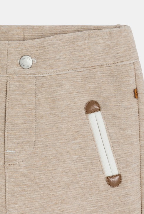Pantalons de punt de fantasia acanalat beix bebè nen 2
