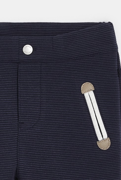 Pantalon enfilable maille fantaisie côtelée bleu marine bébé garçon 2