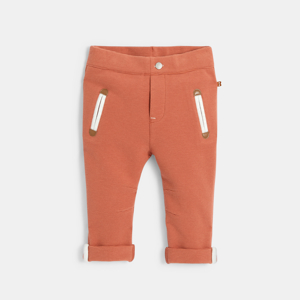 Pantalon enfilable maille fantaisie côtelée orange bébé garçon 1