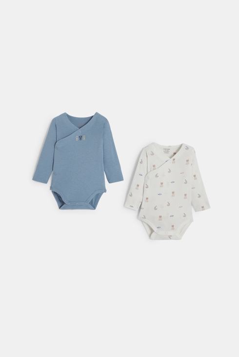 Mitwachsender Body in Blau zur Geburt (2er-Set) 1
