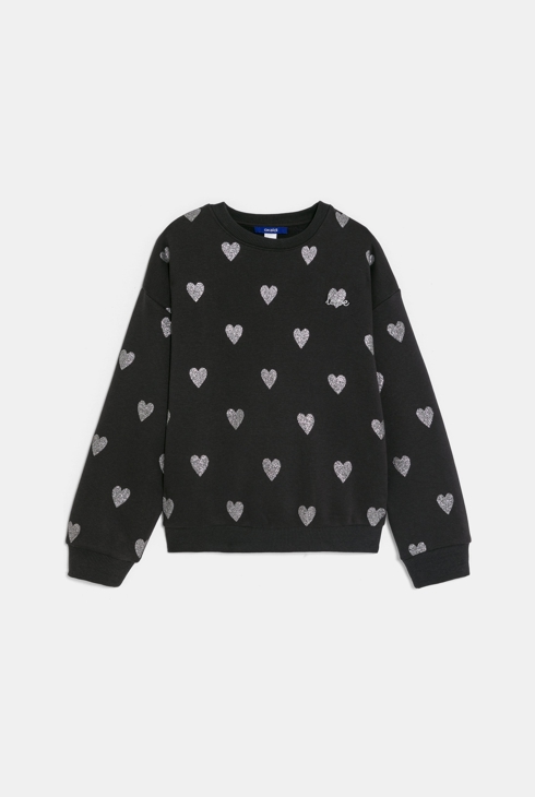 Czarna bluza z cekinowym serduszkiem dla dziewczynki 1