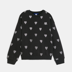 Zwart sweatshirt met hartjesmotief met pailletten voor meisjes 1