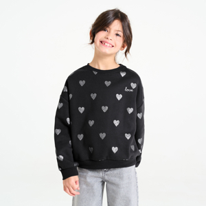 Zwart sweatshirt met hartjesmotief met pailletten voor meisjes 1