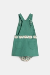 Robe salopette popeline de coton vert bébé fille 3