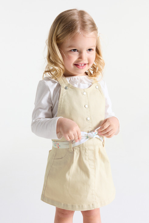 Weißes Latzkleid aus Baumwollpopeline Kleinkind Mädchen 2