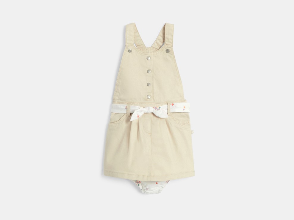 Weißes Latzkleid aus Baumwollpopeline Kleinkind Mädchen 2