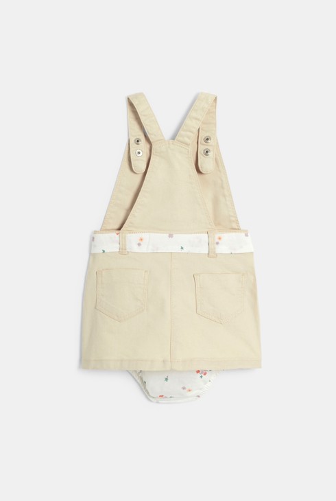 Robe salopette popeline de coton blanc bébé fille