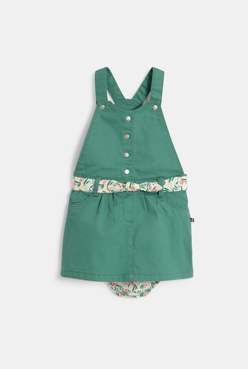 Grünes Latzkleid aus Baumwollpopeline Kleinkind Mädchen 2