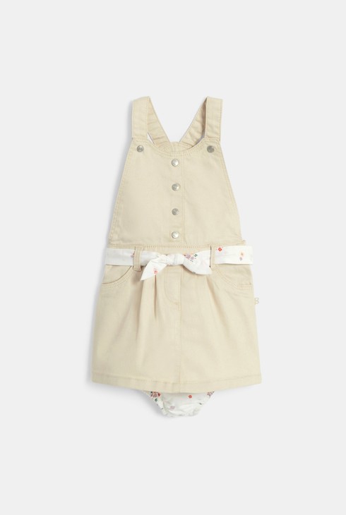Robe salopette popeline de coton blanc bébé fille 1