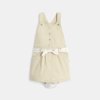 Robe salopette popeline de coton blanc bébé fille