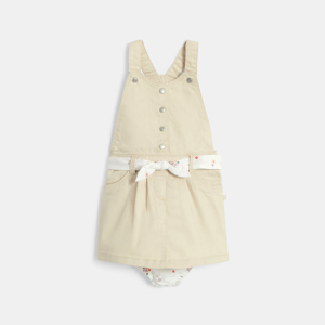 Baby girl's white cotton poplin dungaree dress 1