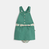 Robe salopette popeline de coton vert bébé fille