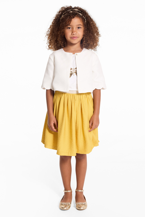 Uitlopende beige rok met pailletten voor meisjes 1