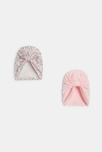 Turban noué velours rose bébé fille (lot de 2)