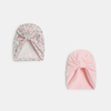 Turban noué velours rose bébé fille (lot de 2)