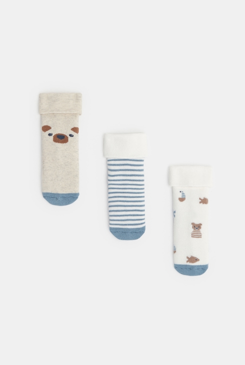 Bouclé-Babysocken in Blau für Jungen (3er-Pack) 2