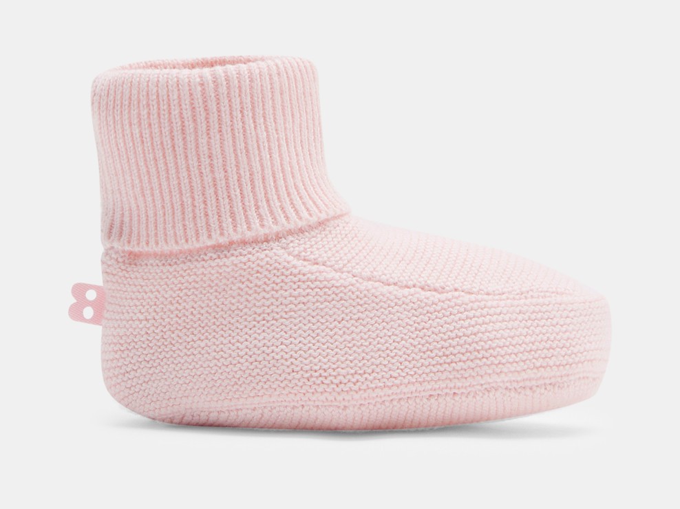 Rosa Strick-Schühchen für Neugeborene 1