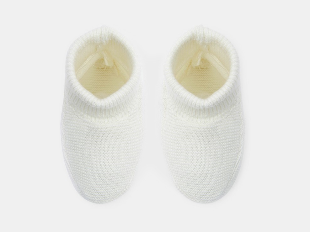 Chausson maille tricot blanc naissance 2