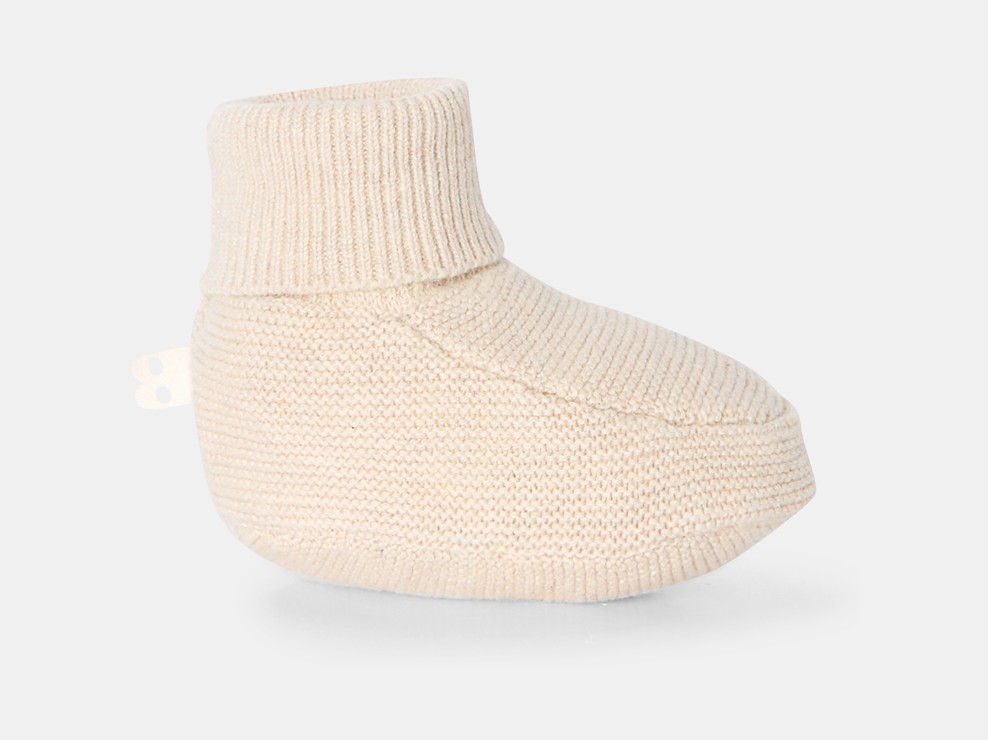 Chausson maille tricot beige naissance 1