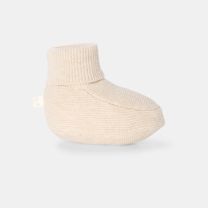 Chausson maille tricot beige naissance 1