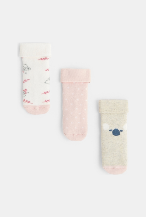 Chaussettes bouclettes rose bébé fille (lot de 3)