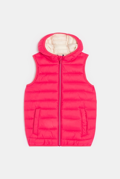 Girl's pink lightweight sleeveless down jacket 1