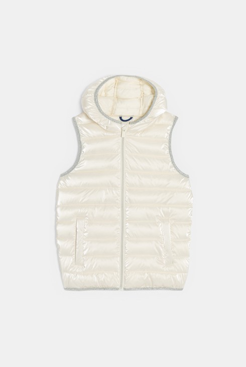 Girl's ecru lightweight sleeveless down jacket 2
