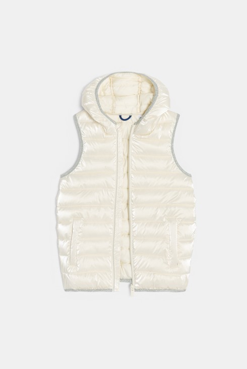 Doudoune light sans manches écru Fille