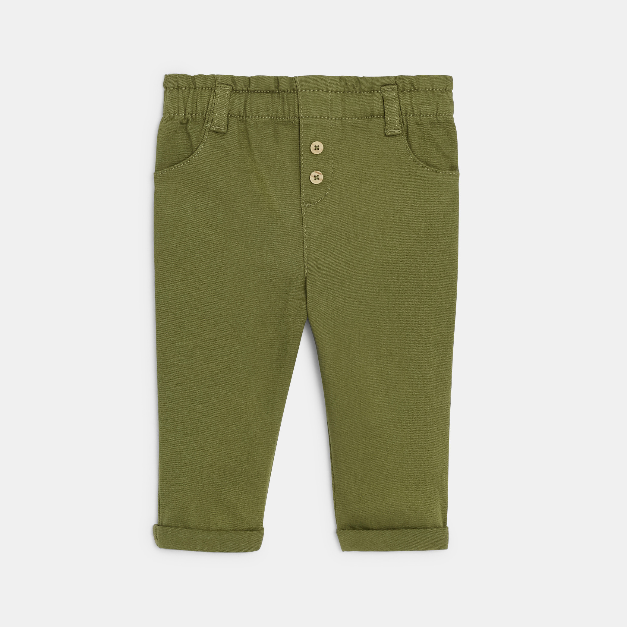 Pantalon taille haute bleu bébé fille - Kaki  Moyen