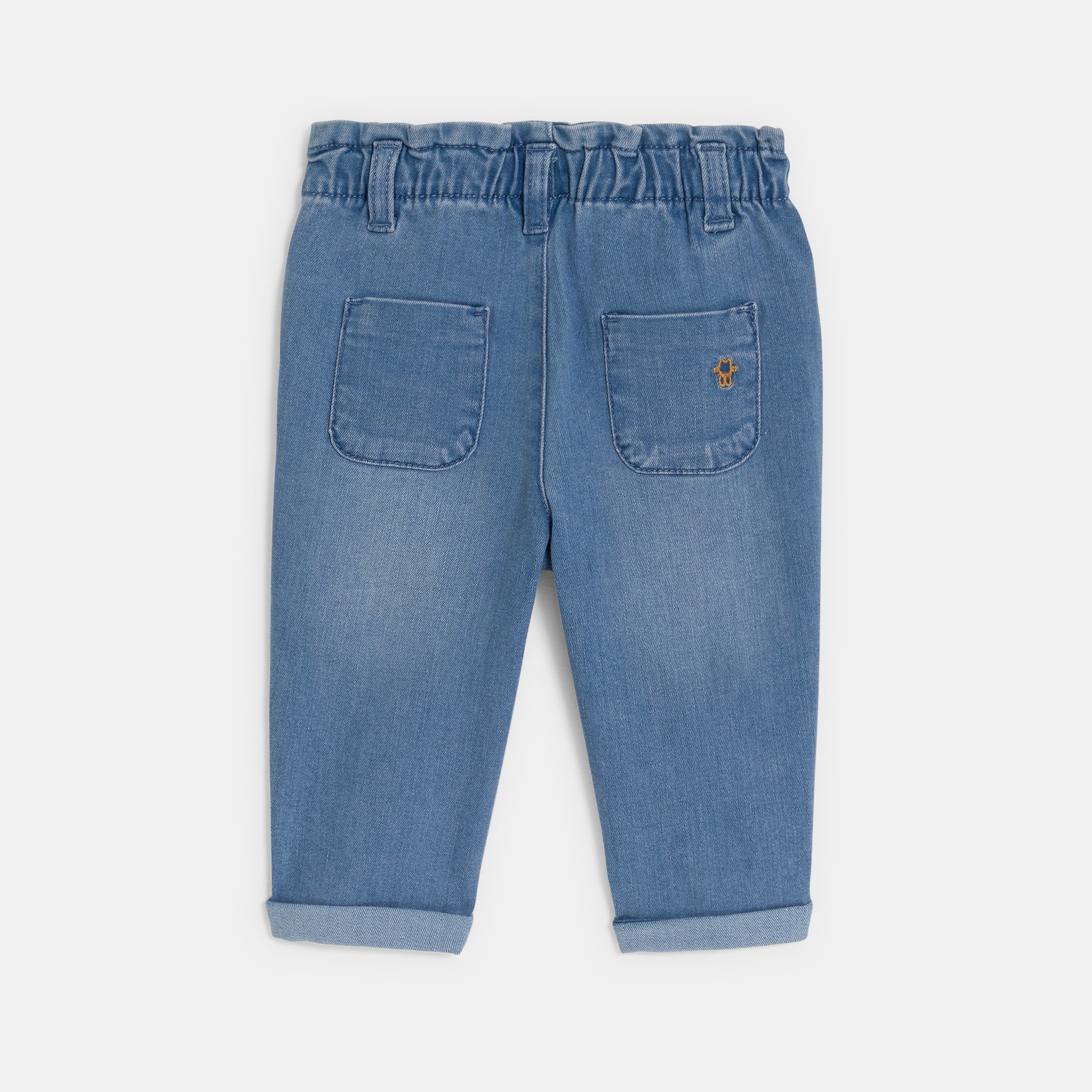 Pantalon taille haute bleu bébé fille - Denim bleu clair