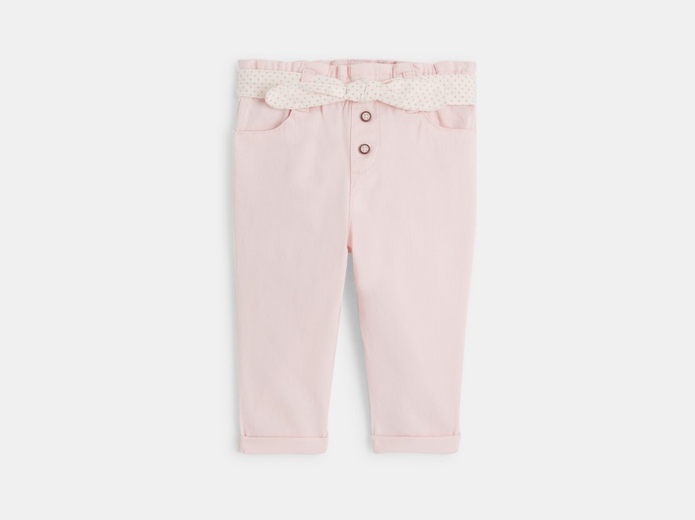 Pantaloni rosa a vita alta per neonata 1