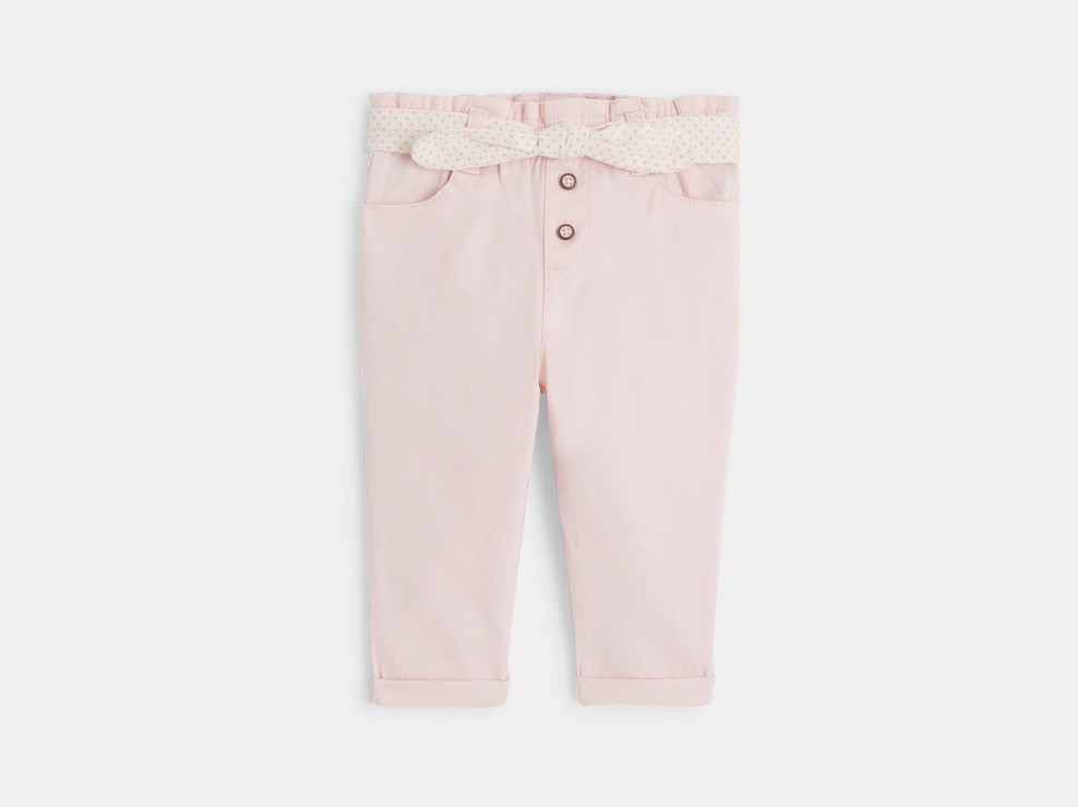 Pantalón de talle alto rosa de bebé niña 1