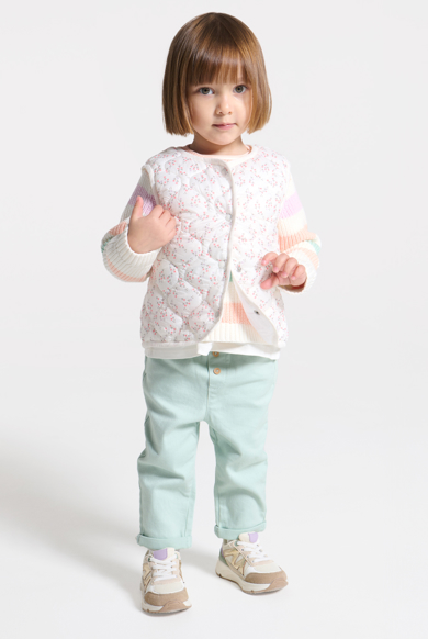 Pantalon taille haute vert bébé fille