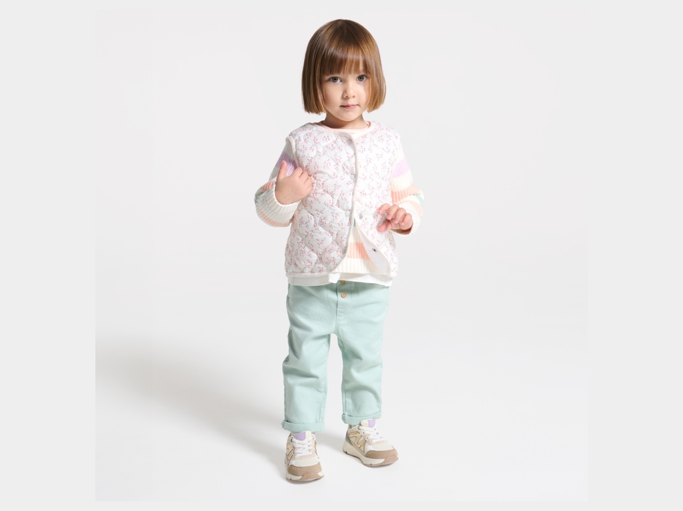 Pantalon taille haute vert bébé fille 1