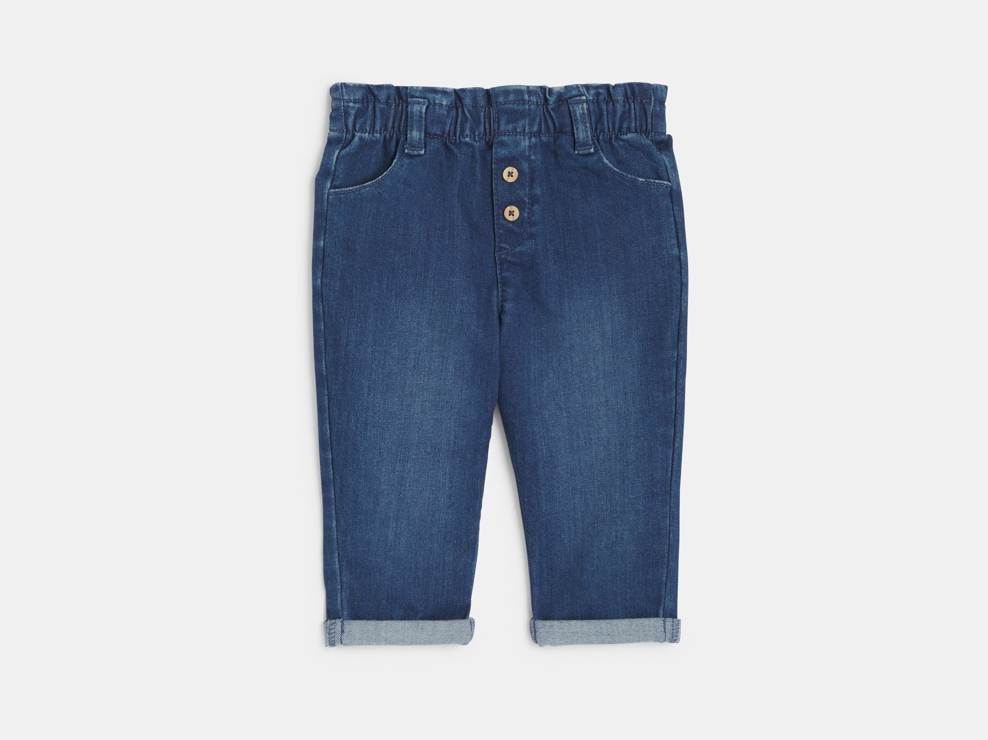 Pantalon taille haute bleu bébé fille 1